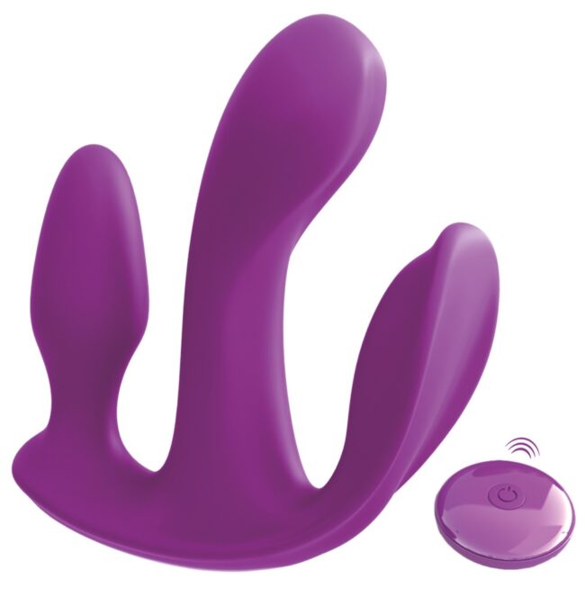 Vibrador com estimulador clitoriano e plug anal