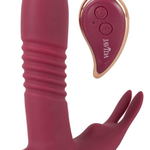 Mimos profundos e discretos - mãos-livres!O vibrador RC mãos-livres de 3 funções da Javida oferece um programa de mimos profundo e completo para a vagina e o clitóris: enquanto o eixo estriado empurra continuamente