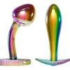 Conjunto de plug anal de metal nas cores do arco-íris