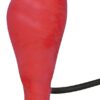 Vibrador peniano insuflável vermelho com base de sucção.