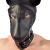 Máscara para cachorro feita de imitação de couro