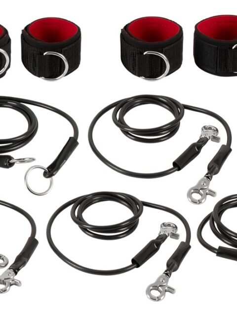 Conjunto de bondage com 9 peças.